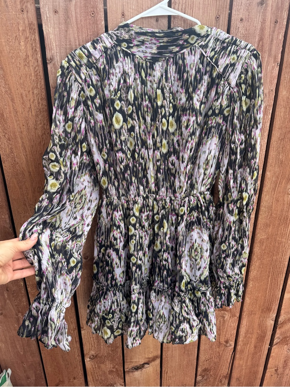 HEMANT & NANDITA Black, Olive & Pink Floral-Print Peplum Midi Dress